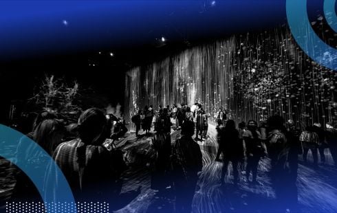 People attending an art performance.