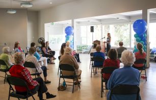 Bold convening a group of older adults for discussion and exercise